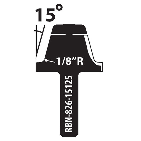 1/8" Radius x 15 Degree Bowl Profile Bit (Part no. RBN-826-15125)